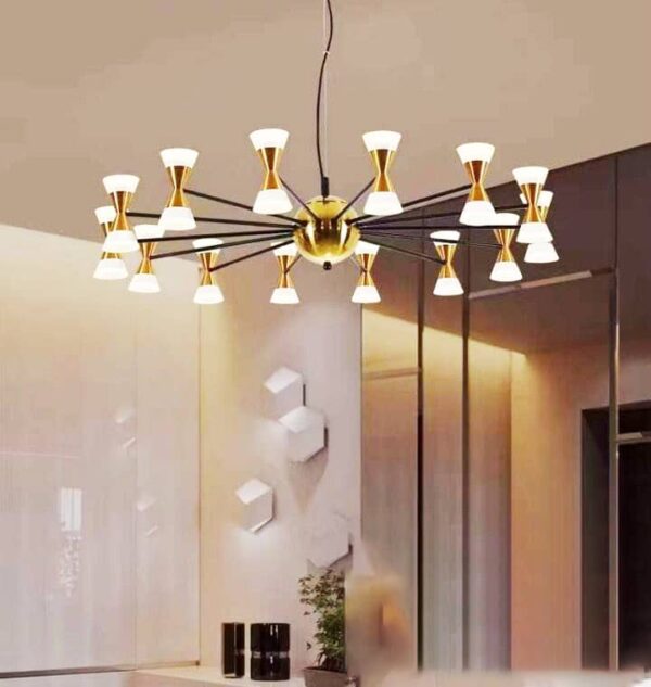 Nordic Chandelier: MODEL NO: OL-2320.. SIZE: D800MM... COLOR: GOLD & BLACK... MATERIAL: METAL & ACRYLIC.