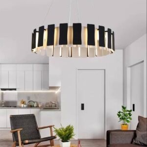 Nordic Chandelier: MODEL NO: QY-16765.. SIZE: WIDTH 500MM*HEIGTH 160MM… COLOR: WHITE & BLACK… MATERIAL: METAL & GLASS
