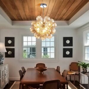 Nordic Chandelier: MODEL NO: OL-2546.. BULB: E27... SIZE: WIDTH 55MM* HEIGTH 55MM(18 HEADS)… COLOR: CLEAR GLASS… MATERIAL: METAL & GLASS..............BULBS not included